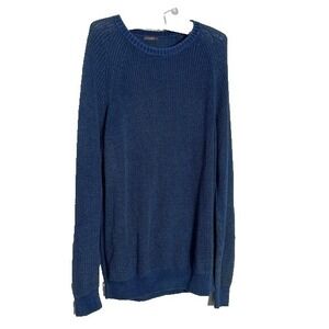 J McLaughlin Sweater Womens Medium Dusty Blue Cotton Classic Fisherman Preppy